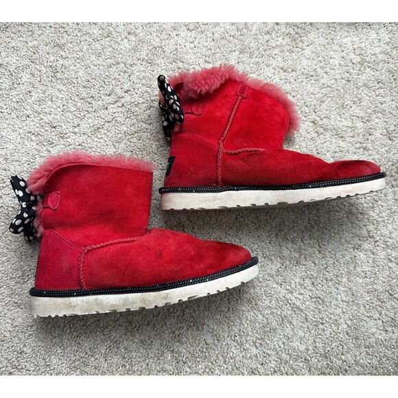 UGG Disney Minnie Mouse Sweetie Bow Red Boots Womens Size 7 - Picture 3 of 6